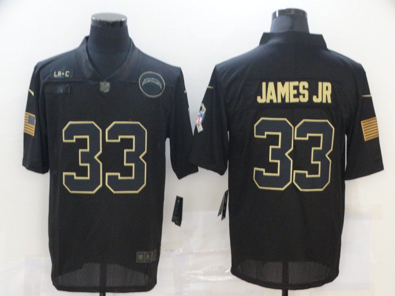Men Los Angeles Chargers #33 James jr Black gold lettering 2020 Nike NFL Jersey->new orleans saints->NFL Jersey